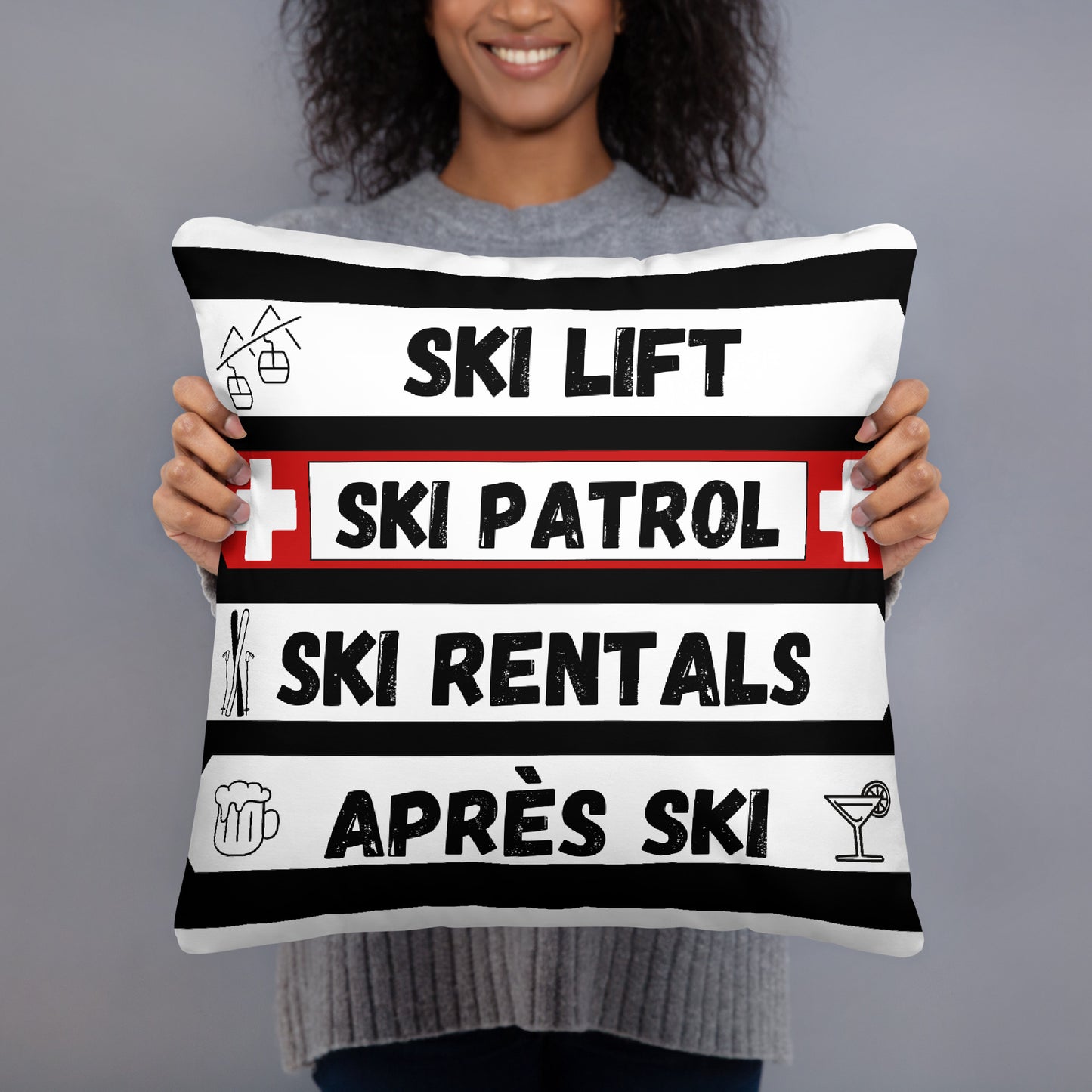 Ski Hill Signage Pillow – Soft and Cozy