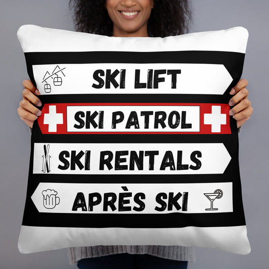 Ski Hill Signage Pillow – Soft and Cozy