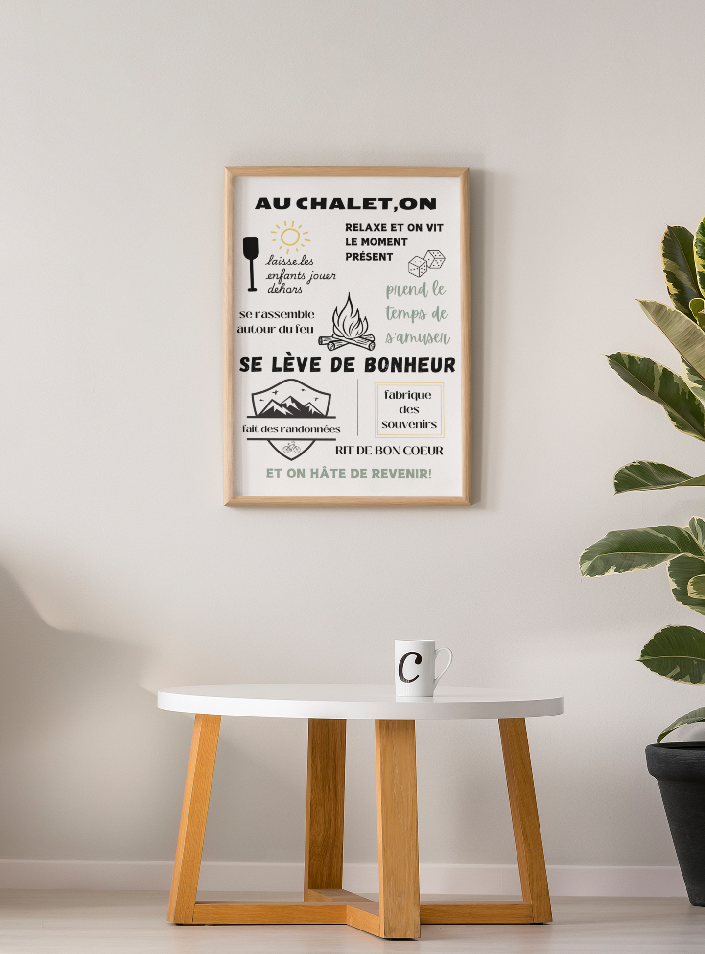 Affiche "Au Chalet" – Activités et Moments, Décoration Chalet (Sans cadre)