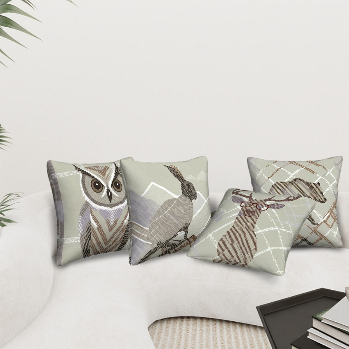 Rustic Chic Throw Pillow Covers Set of 4 (Single Sided Design)