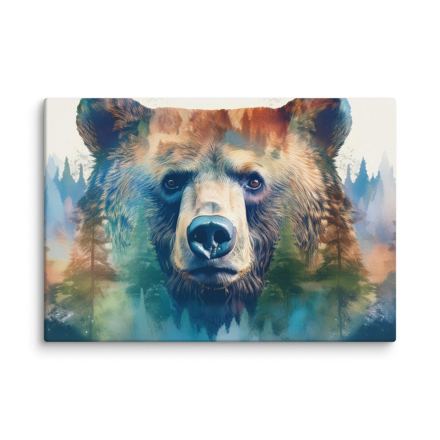 Bear and Forest Canvas Print – Nature-Inspired Wall Art, Perfect for Cabin and Home Décor