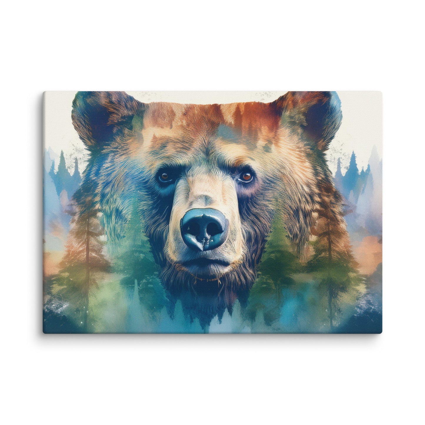 Bear and Forest Canvas Print – Nature-Inspired Wall Art, Perfect for Cabin and Home Décor