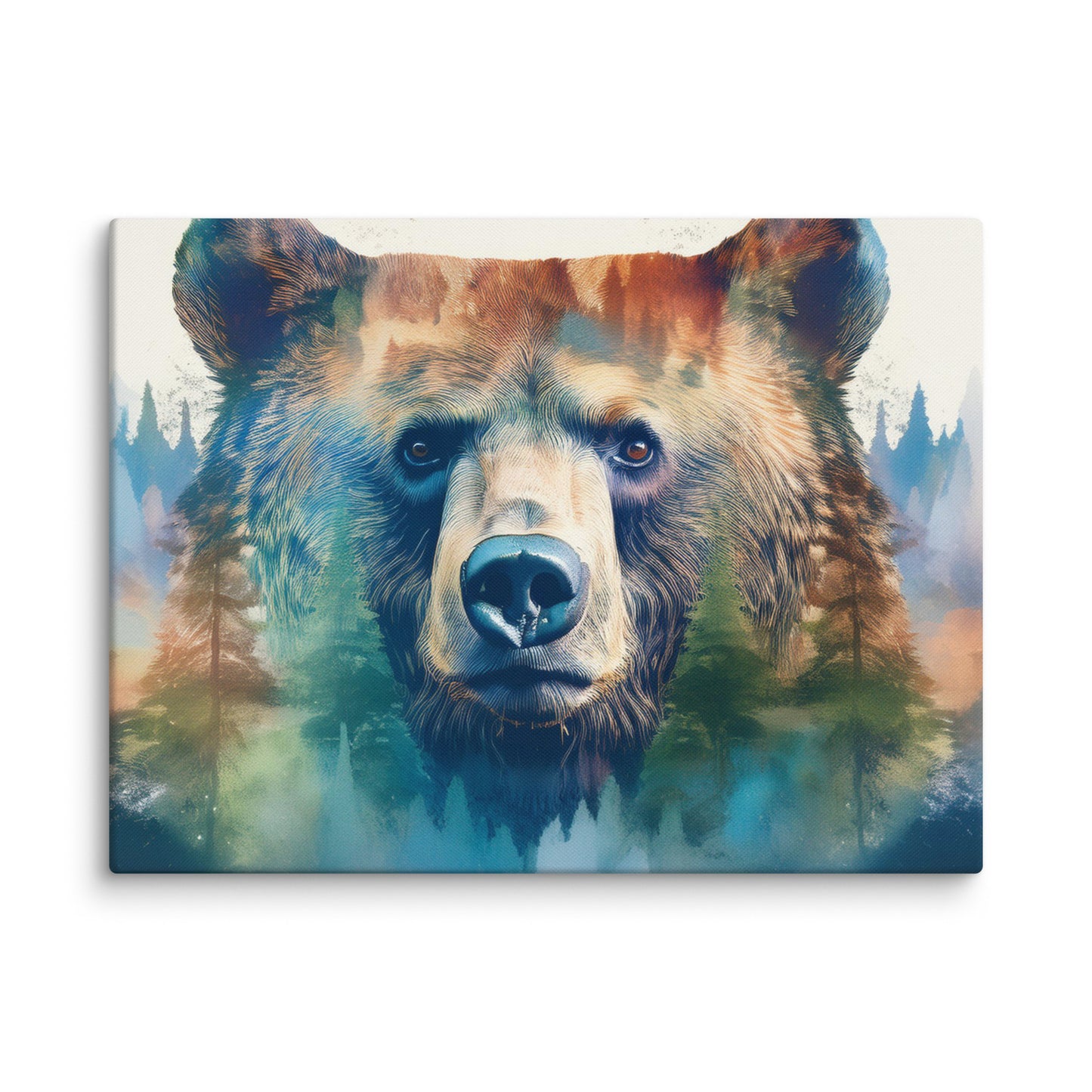 Bear and Forest Canvas Print – Nature-Inspired Wall Art, Perfect for Cabin and Home Décor