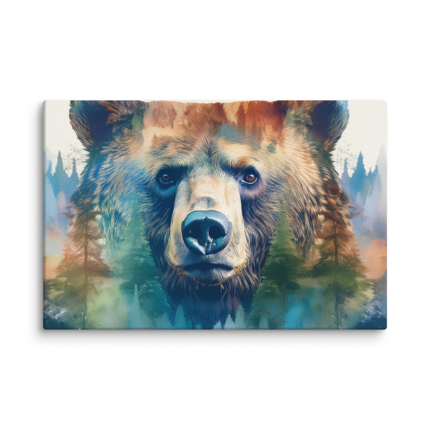 Bear and Forest Canvas Print – Nature-Inspired Wall Art, Perfect for Cabin and Home Décor