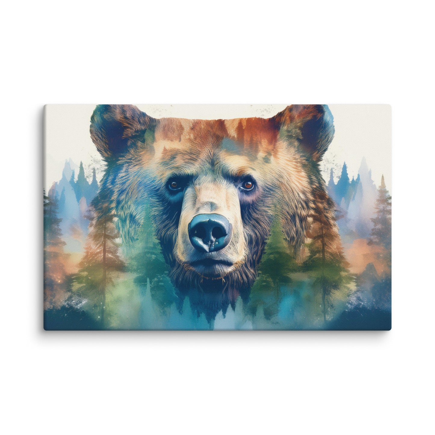 Bear and Forest Canvas Print – Nature-Inspired Wall Art, Perfect for Cabin and Home Décor