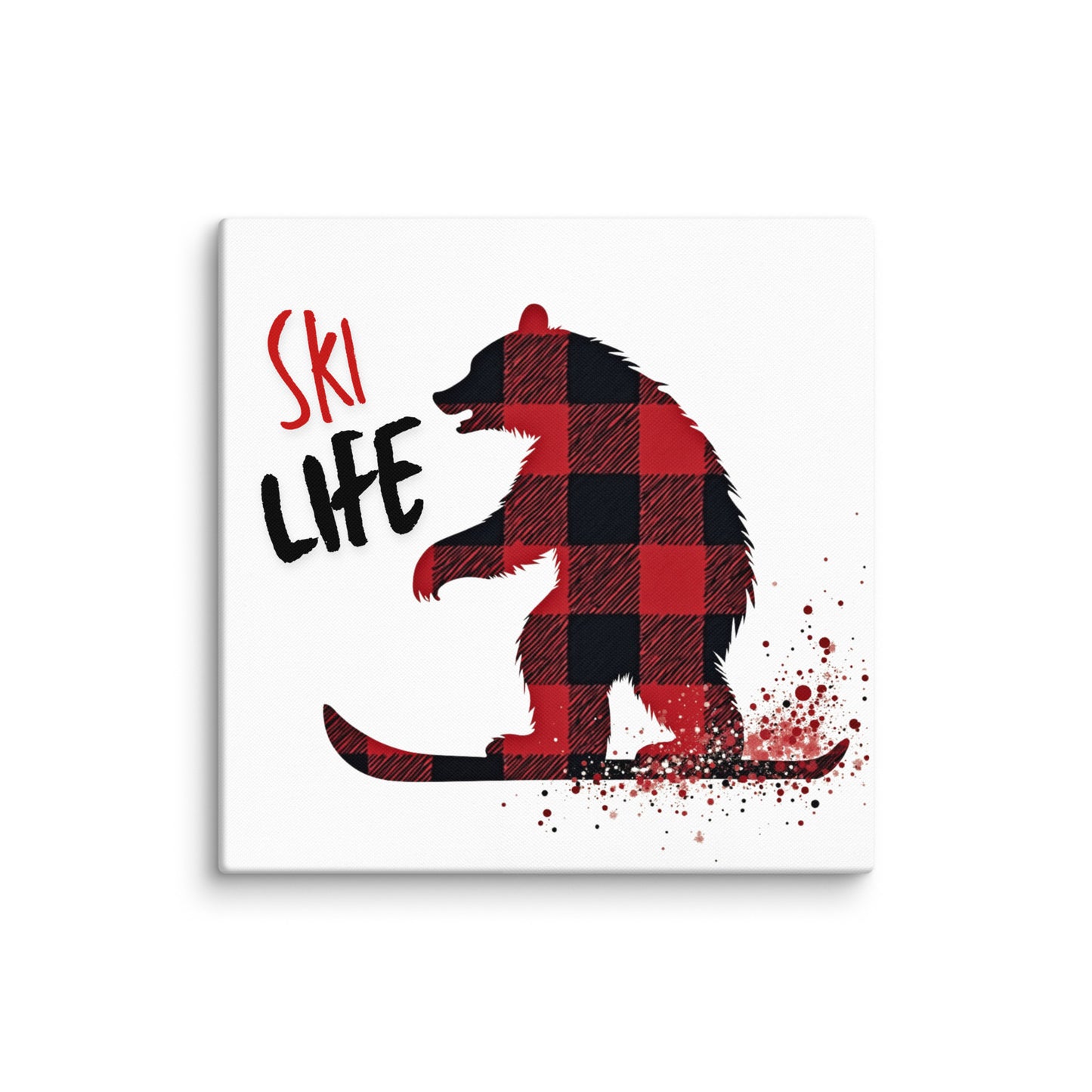 Ski Life Canvas Print – Plaid Bear Design, Perfect for Ski Lovers and Cabin Décor