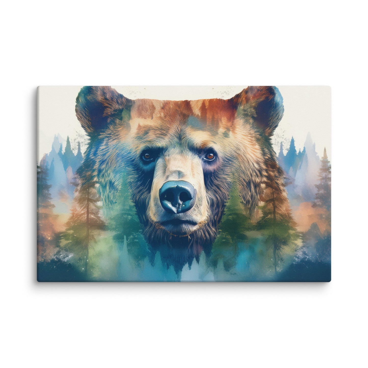 Bear and Forest Canvas Print – Nature-Inspired Wall Art, Perfect for Cabin and Home Décor