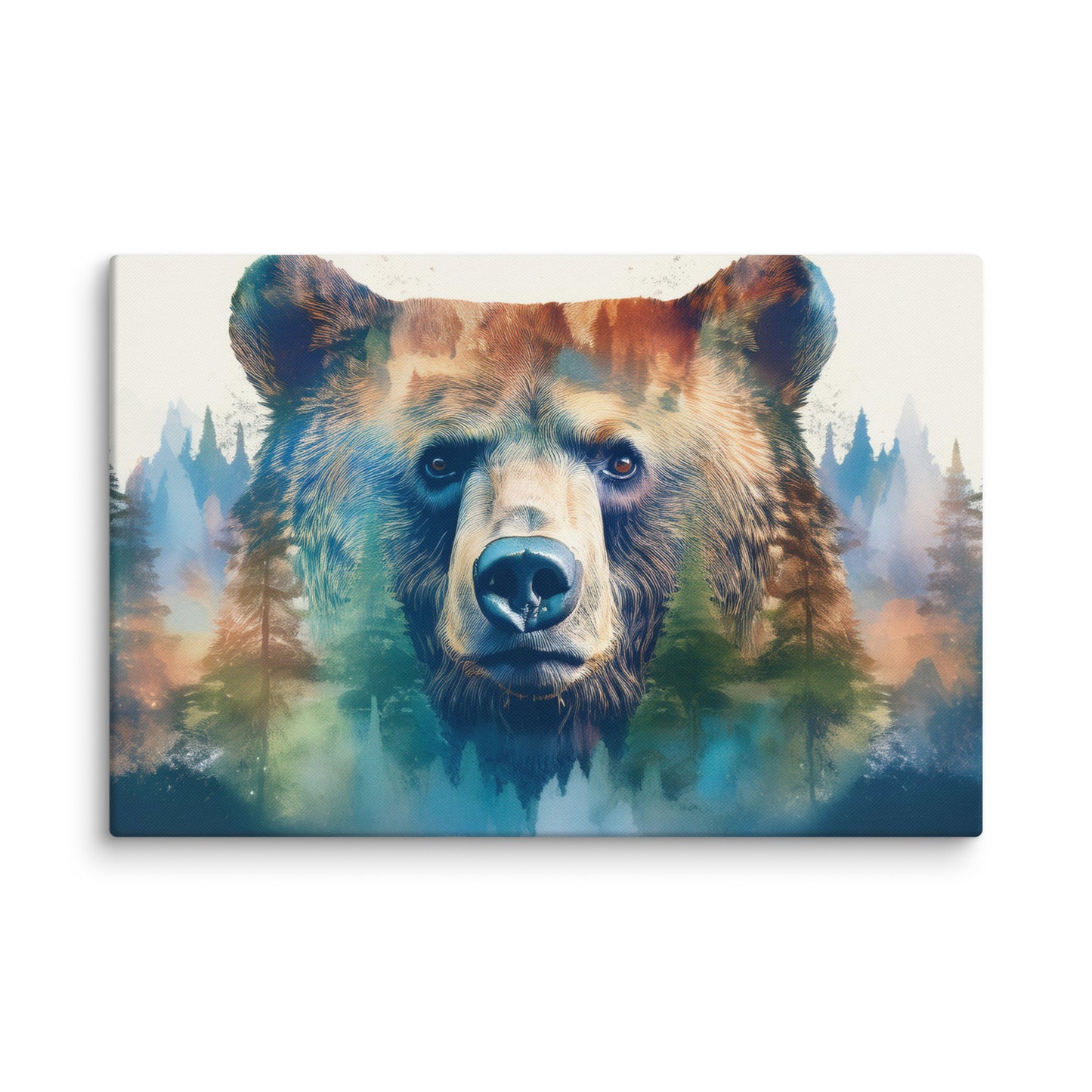 Bear and Forest Canvas Print – Nature-Inspired Wall Art, Perfect for Cabin and Home Décor