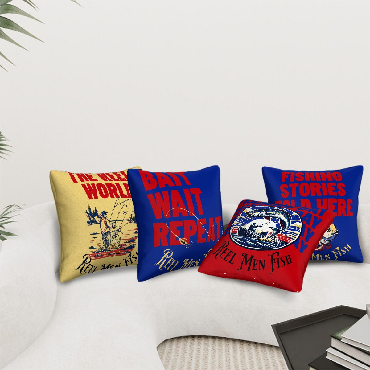 Fishing Throw Pillow Set of 4 Man Cave Decor