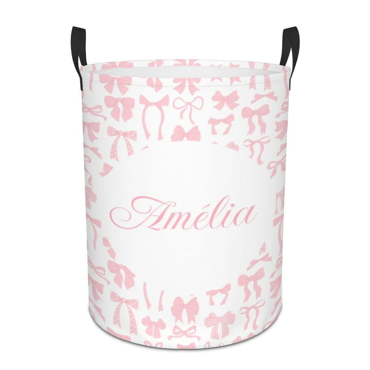 Personalized Coquette Bow Laundry Basket Custom Name Storage Bin