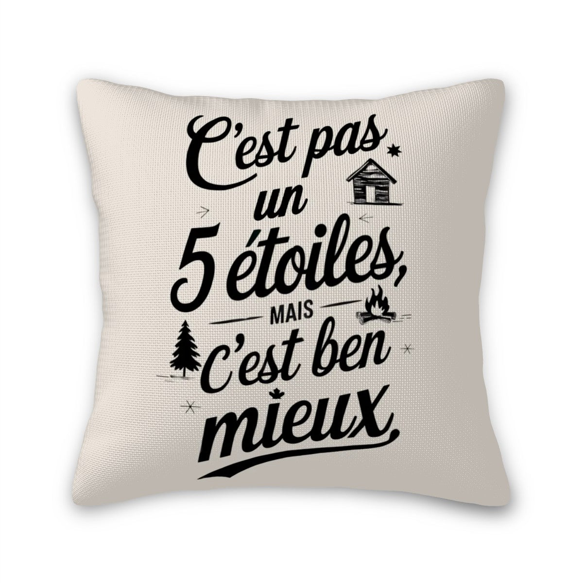 Coussin décoratif chalet rustique C'est pas un 5 étoiles