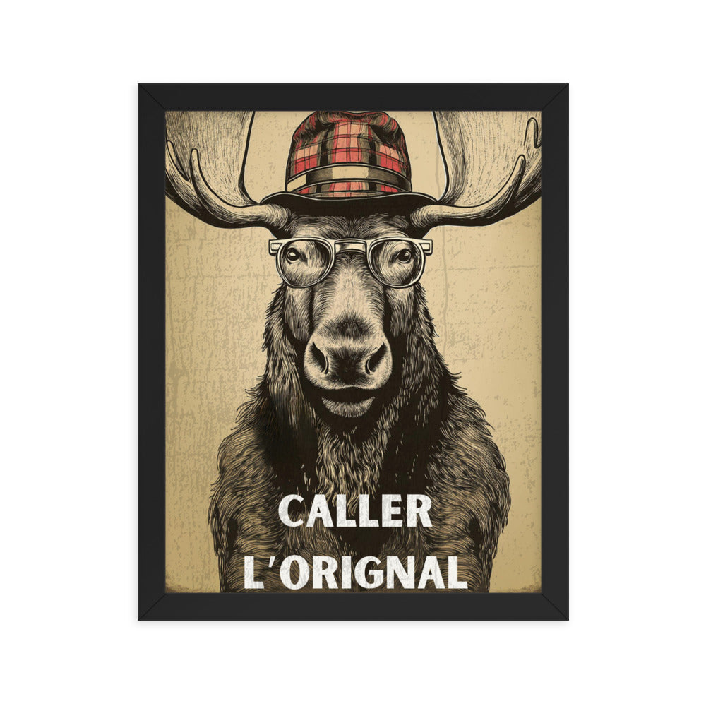 Affiche Vintage Cerf – "Caller l'orignal" (Avec cadre)