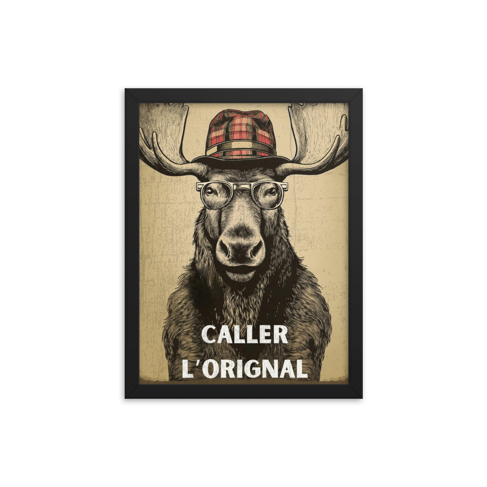 Affiche Vintage Cerf – "Caller l'orignal" (Avec cadre)