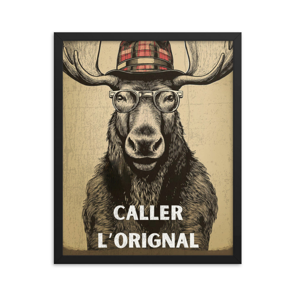 Affiche Vintage Cerf – "Caller l'orignal" (Avec cadre)