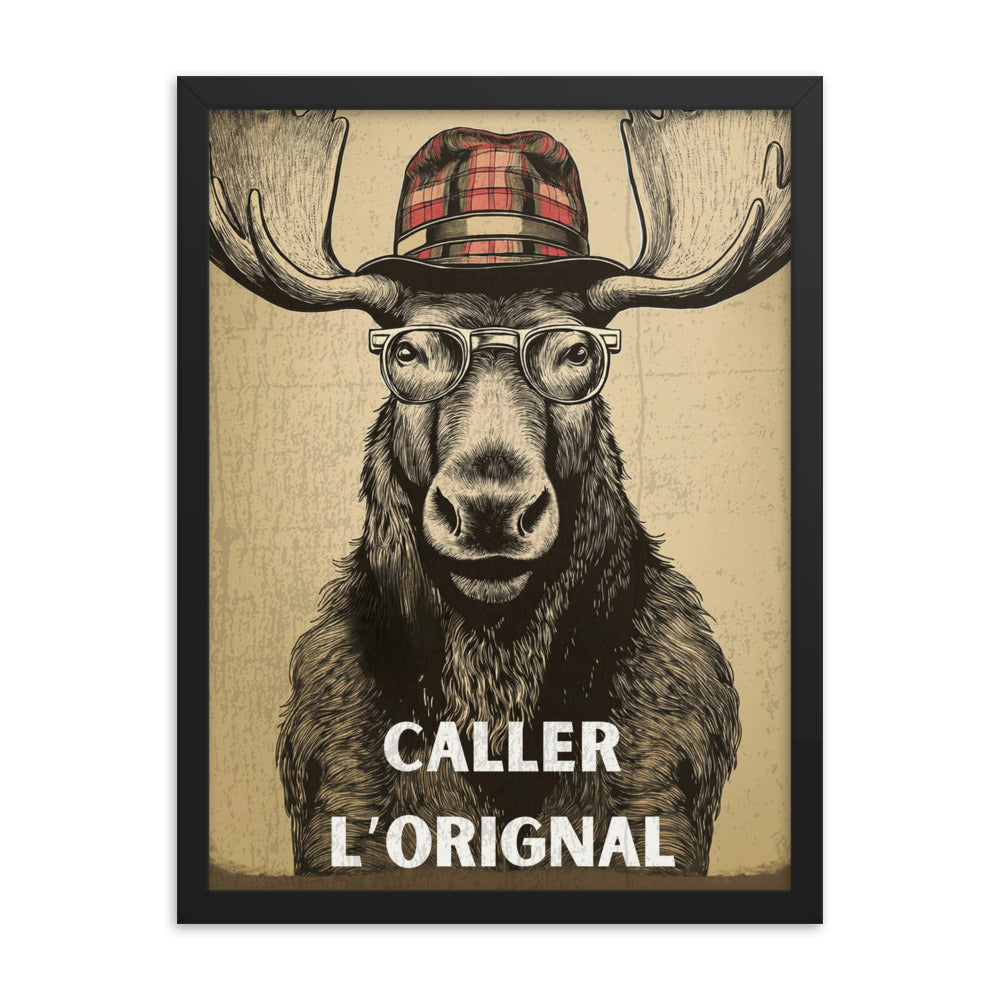 Affiche Vintage Cerf – "Caller l'orignal" (Avec cadre)