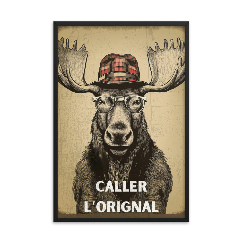 Affiche Vintage Cerf – "Caller l'orignal" (Avec cadre)