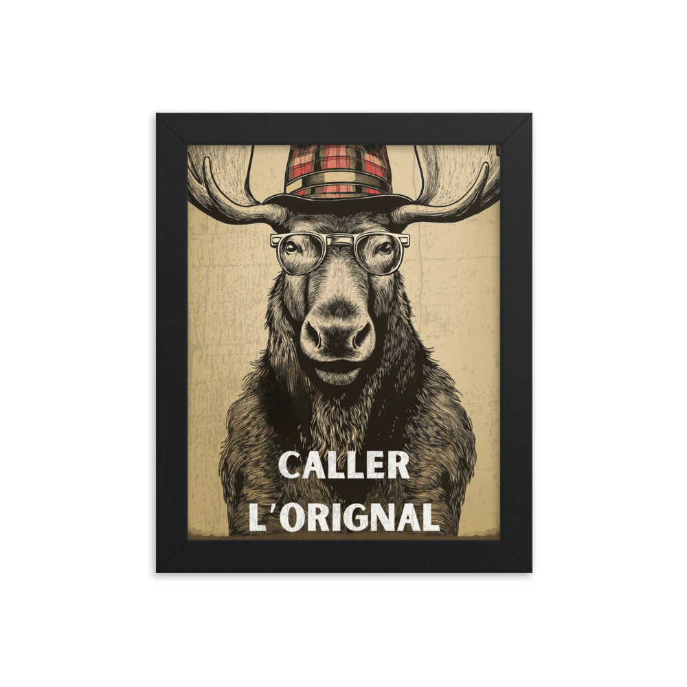 Affiche Vintage Cerf – "Caller l'orignal" (Avec cadre)