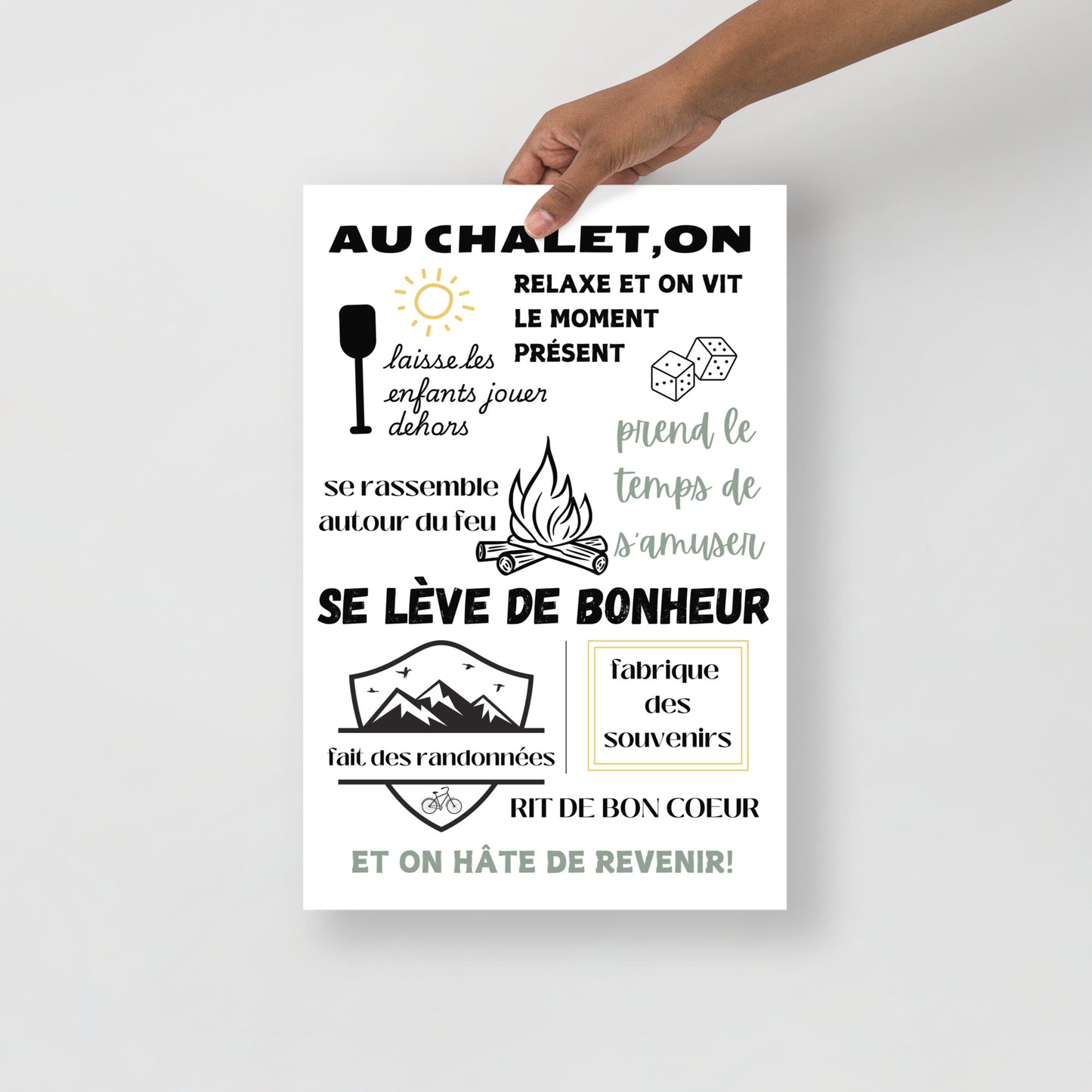 Affiche "Au Chalet" – Activités et Moments, Décoration Chalet (Sans cadre)