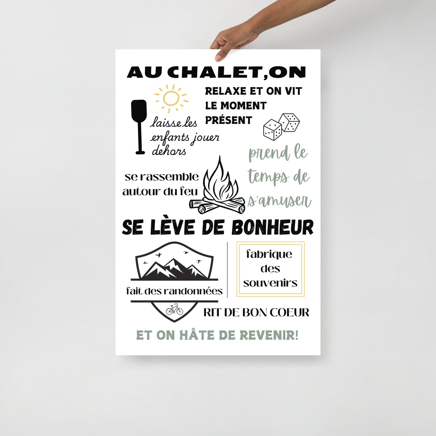 Affiche "Au Chalet" – Activités et Moments, Décoration Chalet (Sans cadre)