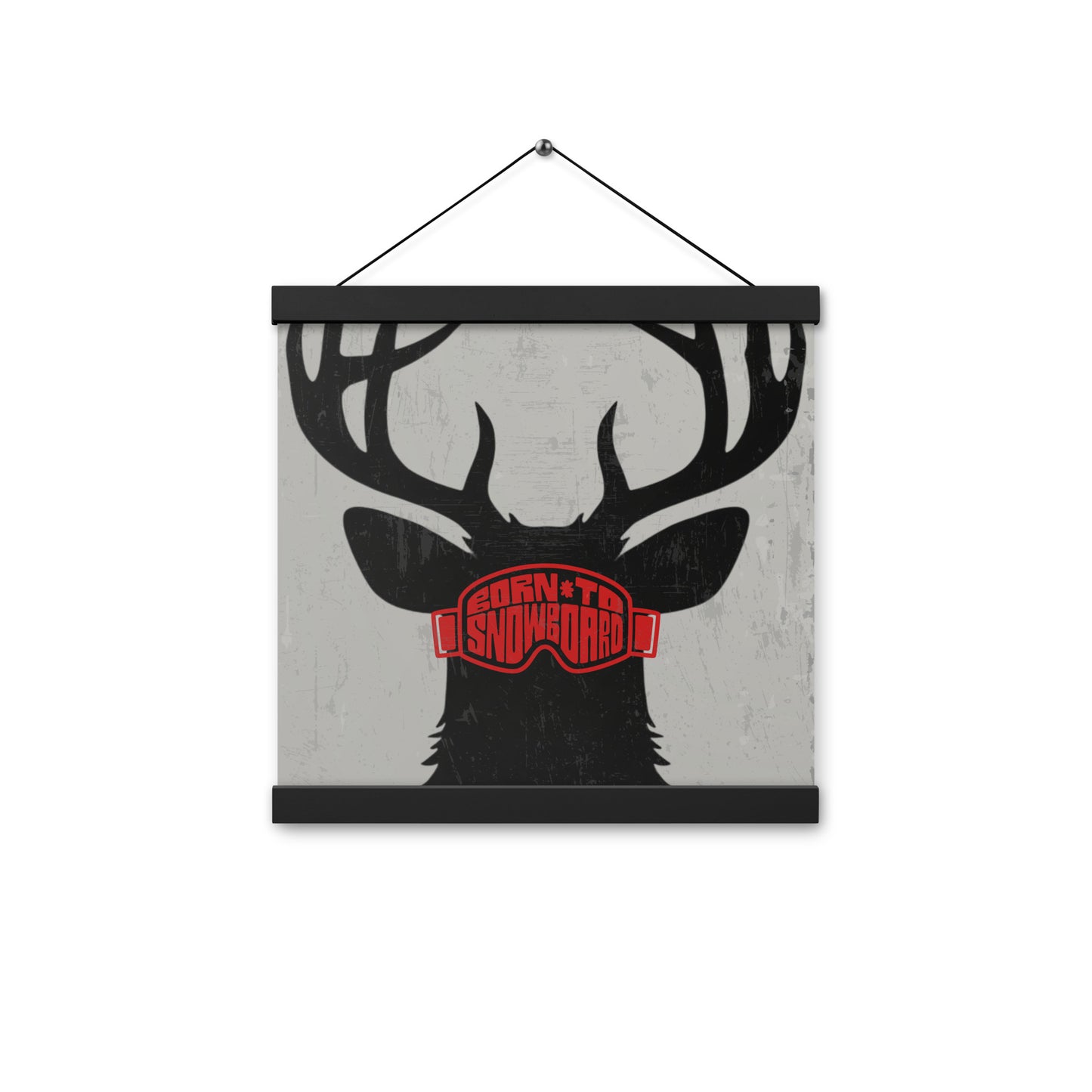 Poster with Hanger – "Born to Snowboard" – Deer Silhouette, Various Sizes