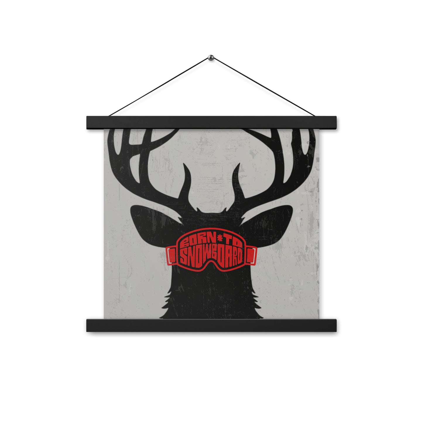 Poster with Hanger – "Born to Snowboard" – Deer Silhouette, Various Sizes