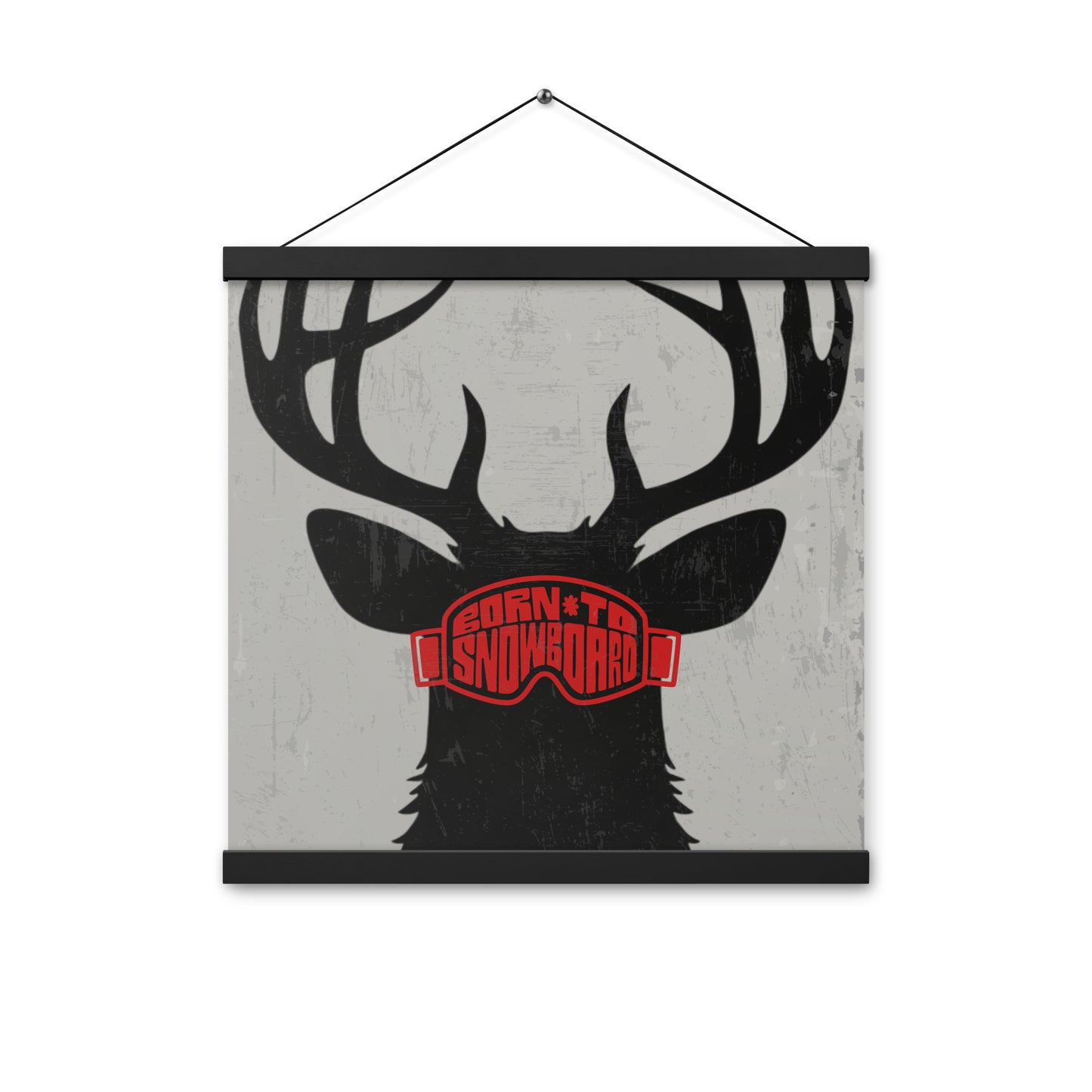 Poster with Hanger – "Born to Snowboard" – Deer Silhouette, Various Sizes