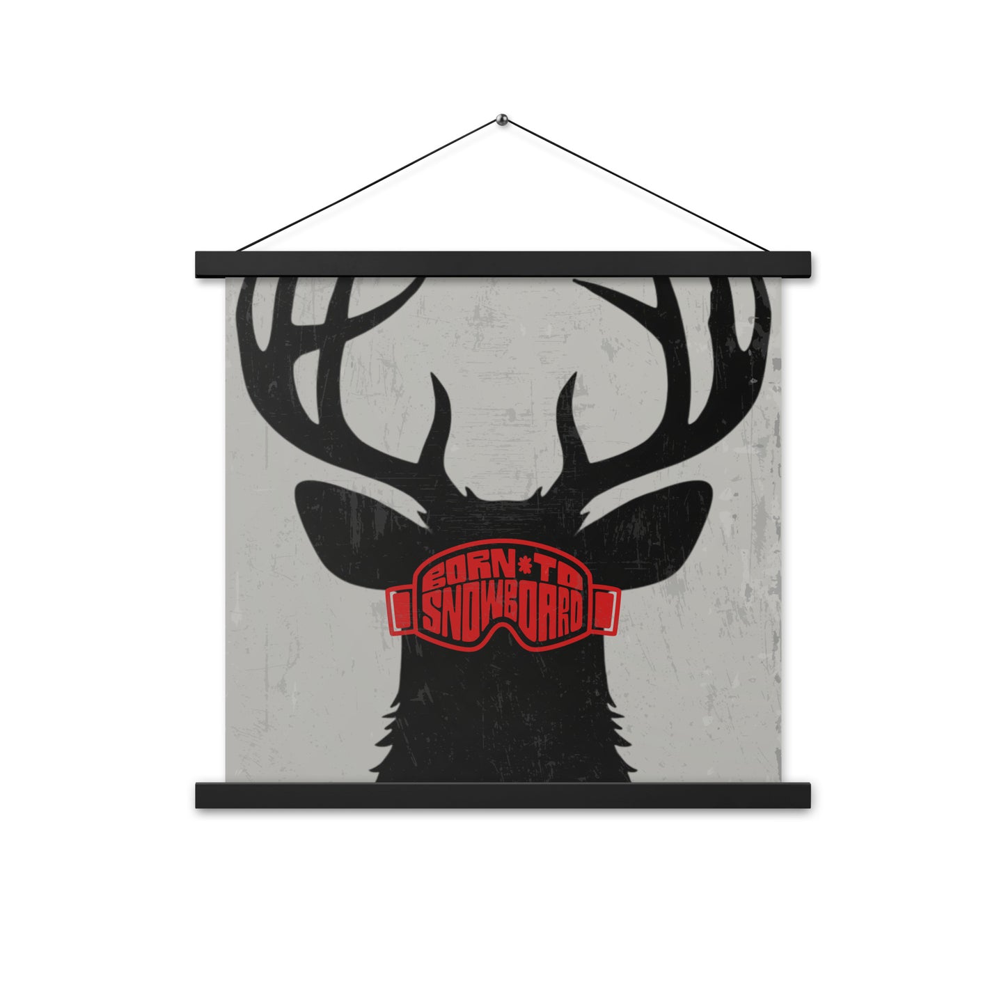 Poster with Hanger – "Born to Snowboard" – Deer Silhouette, Various Sizes