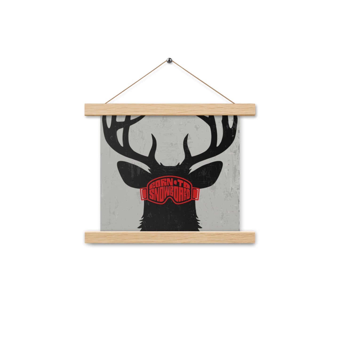 Poster with Hanger – "Born to Snowboard" – Deer Silhouette, Various Sizes