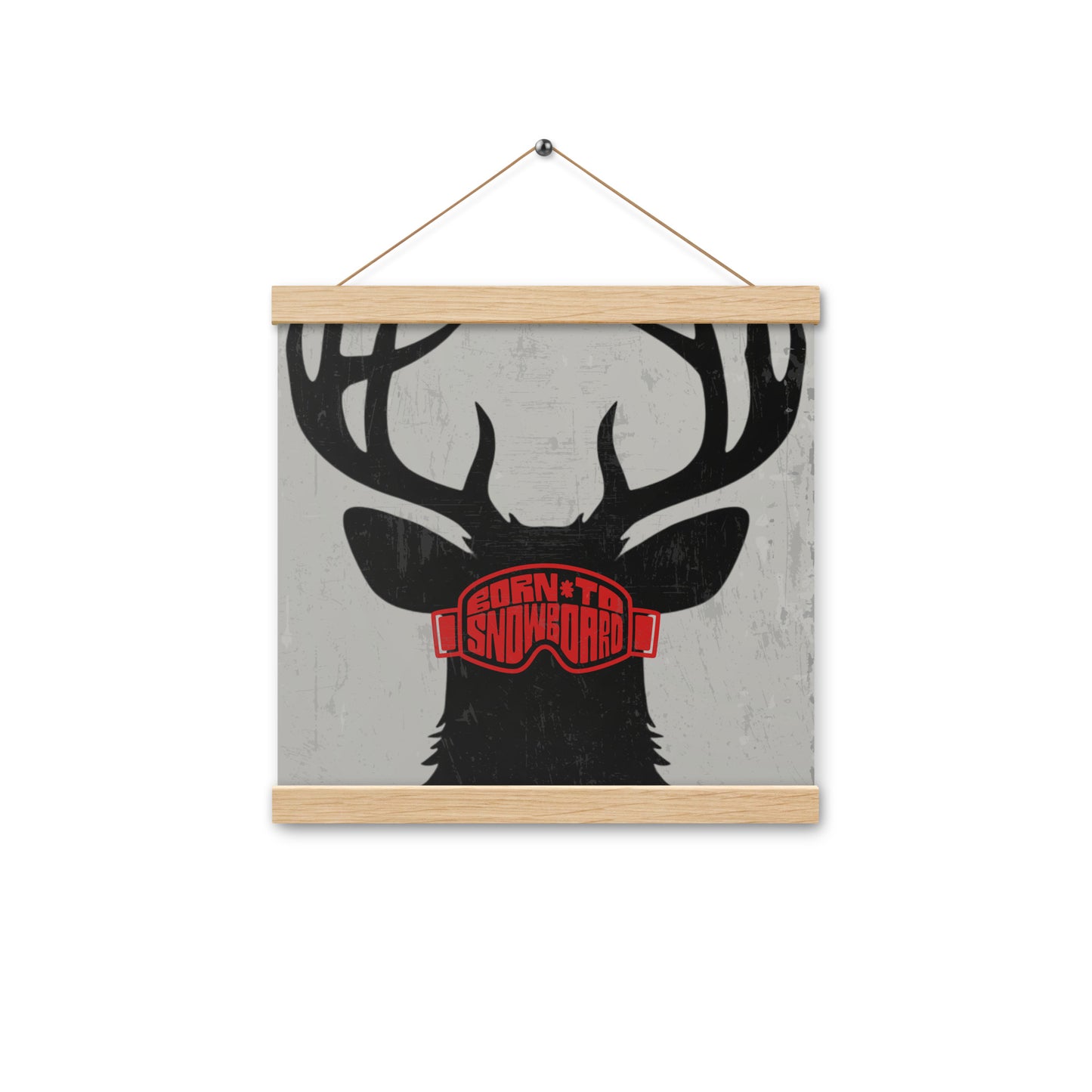 Poster with Hanger – "Born to Snowboard" – Deer Silhouette, Various Sizes