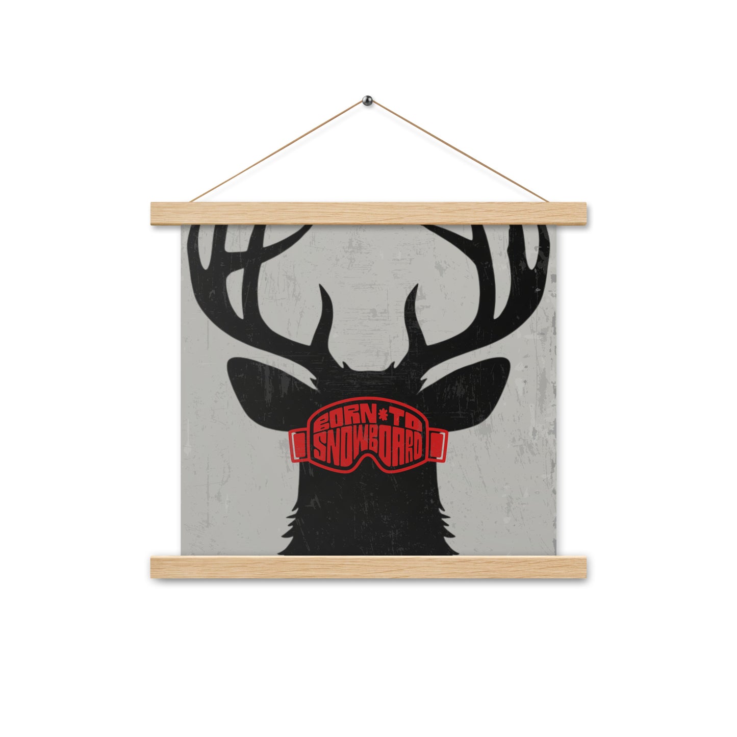 Poster with Hanger – "Born to Snowboard" – Deer Silhouette, Various Sizes