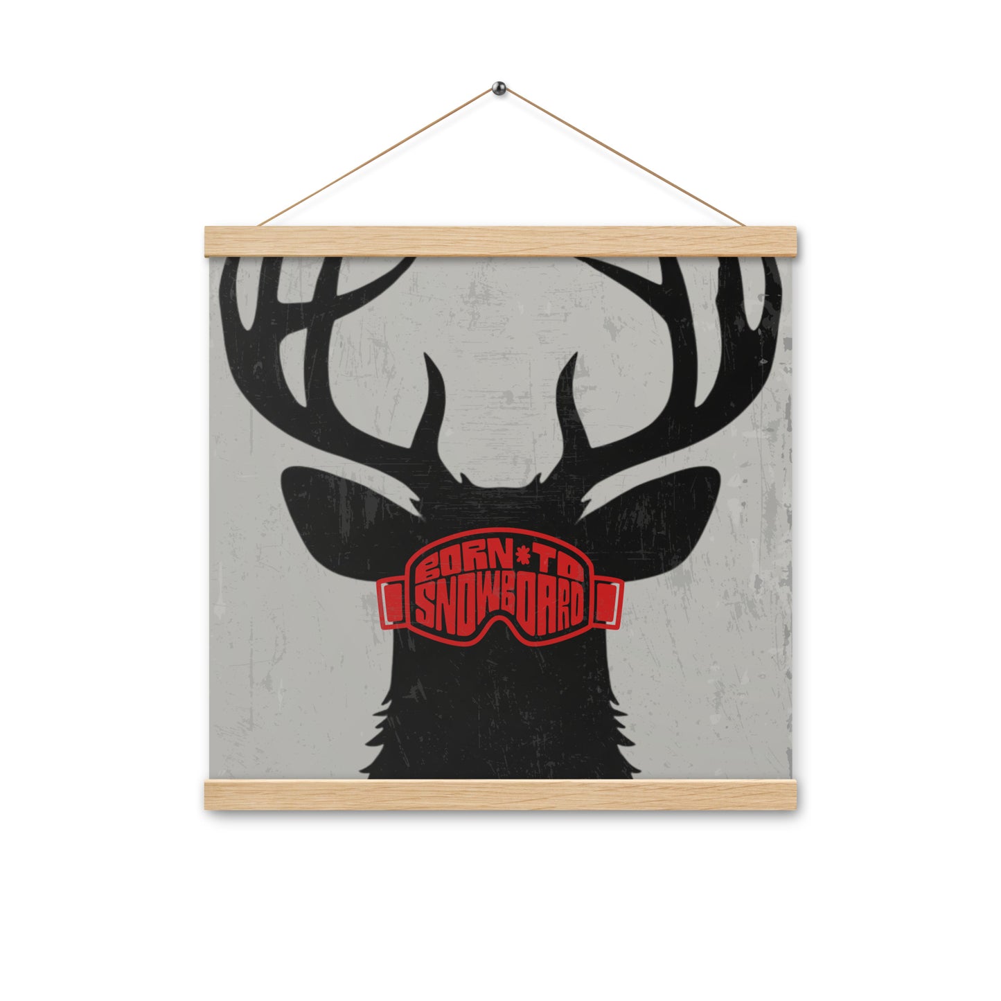 Poster with Hanger – "Born to Snowboard" – Deer Silhouette, Various Sizes