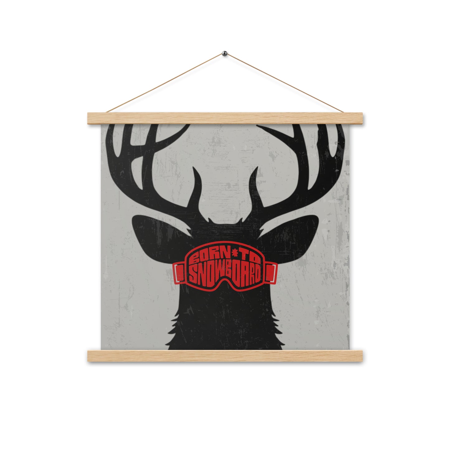 Poster with Hanger – "Born to Snowboard" – Deer Silhouette, Various Sizes