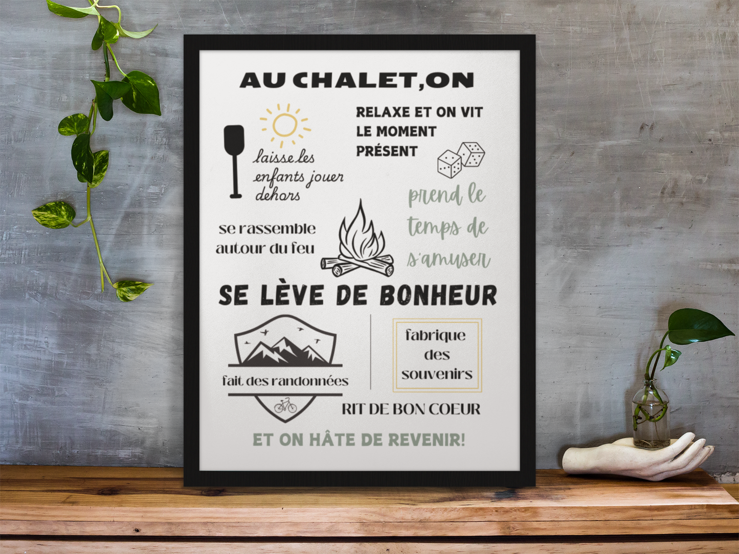 Affiche "Au Chalet" – Activités et Moments, Décoration Chalet (Sans cadre)