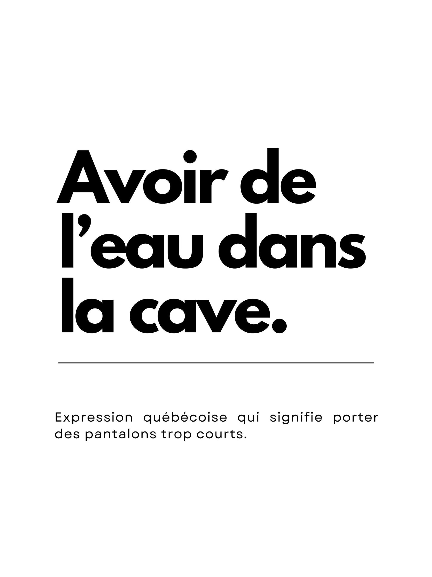 Affiche Décorative Expression Québécoise Avoir de l'eau dans la cave Humour