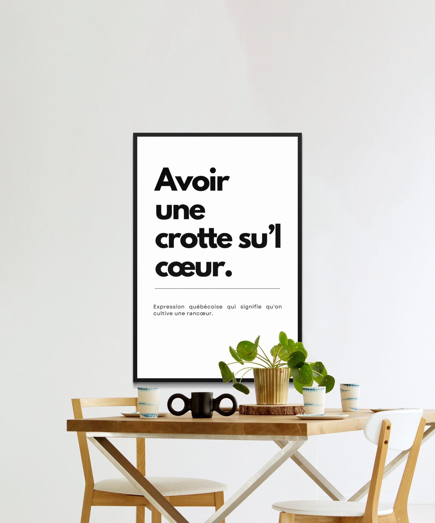 Affiche Murale Expression Québécoise, Avoir une crotte su'l cœur