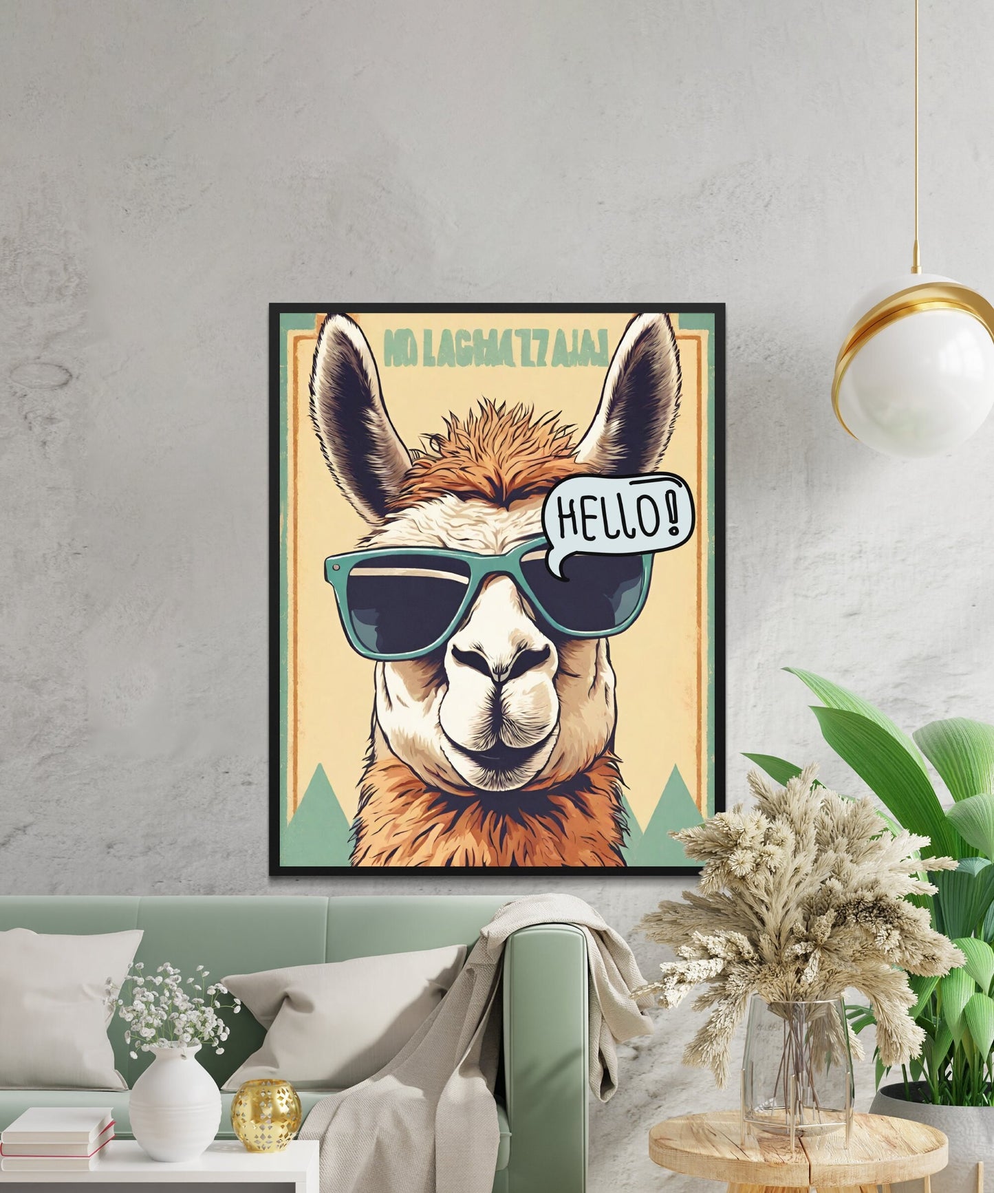 Alpaga funky, lunettes de soleil, Llama Art, déco intérieure moderne, art mural animal