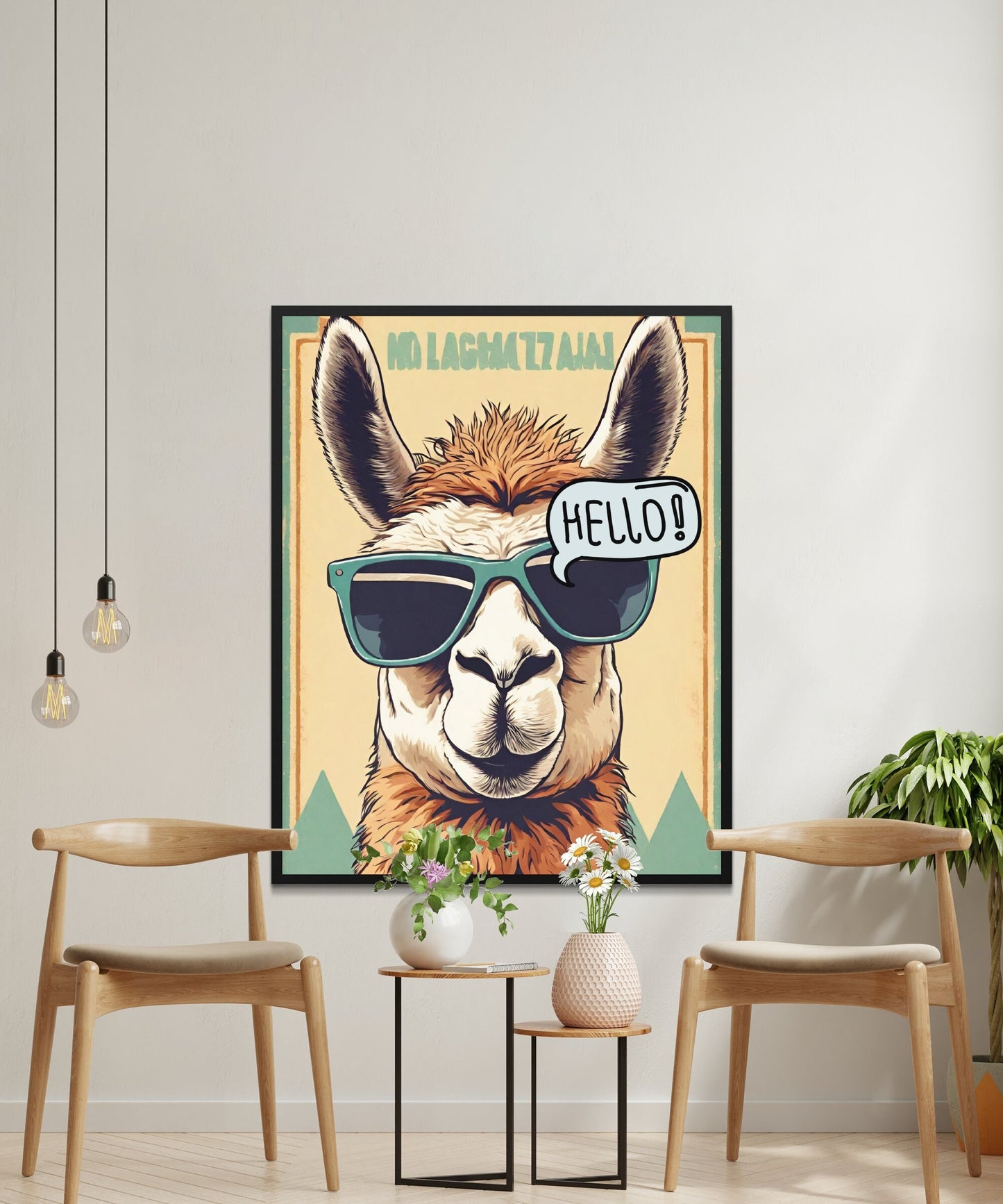 Alpaga funky, lunettes de soleil, Llama Art, déco intérieure moderne, art mural animal