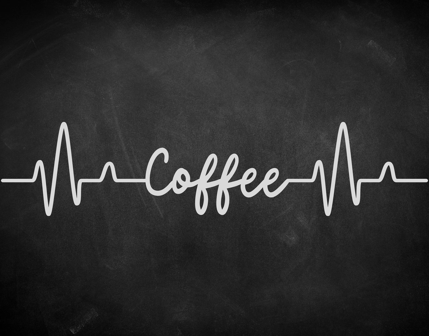 Affiche de café Heartbeat EKG Line Print, art mural numérique de style tableau noir et blanc pour les amateurs de café, décor de cuisine, boutique de café amusante