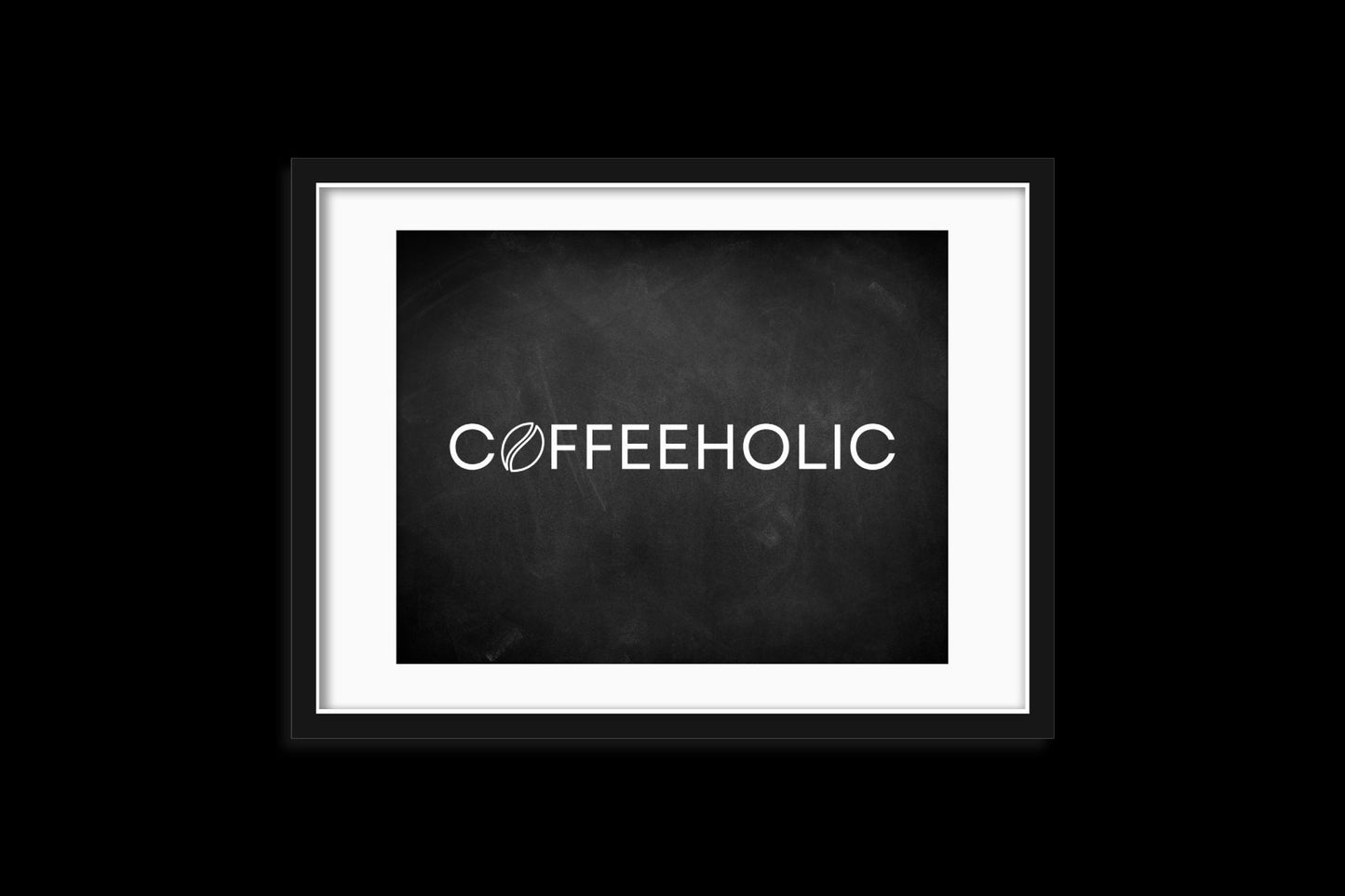 Coffeeholic Modern Chalkboard Style Impression numérique, Art mural de café noir et blanc, Décor de cuisine, Cadeau d’amateur de café, Humour, café-restaurant