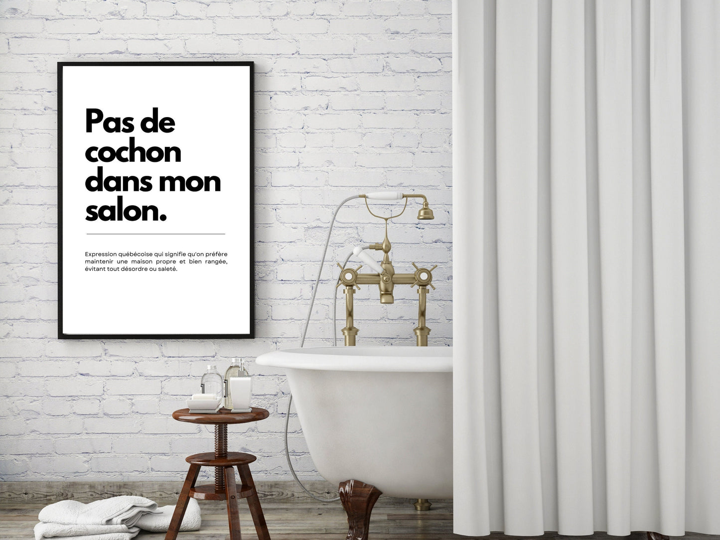 Affiche Murale Typographique Québécoise, Pas de cochon dans mon salon