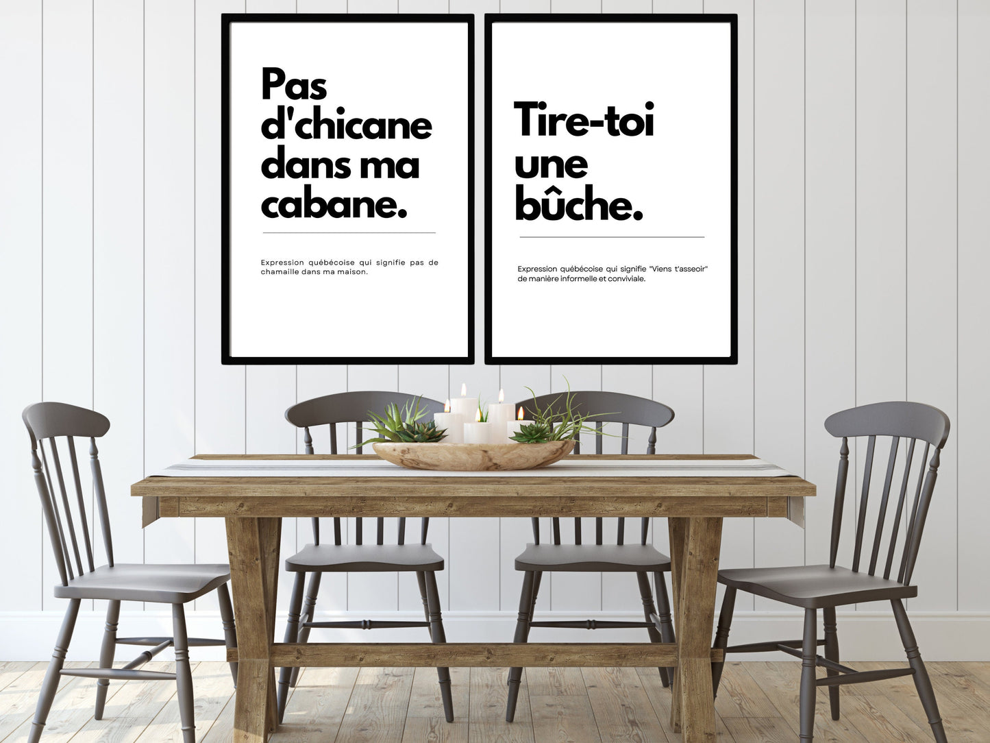 Affiche Expression Québécoise, Pas d'Chicane dans ma Cabane, Décoration Murale