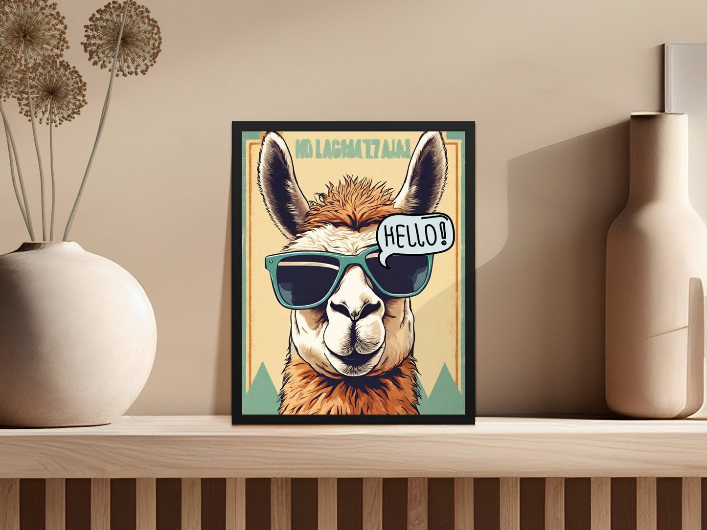 Alpaga funky, lunettes de soleil, Llama Art, déco intérieure moderne, art mural animal