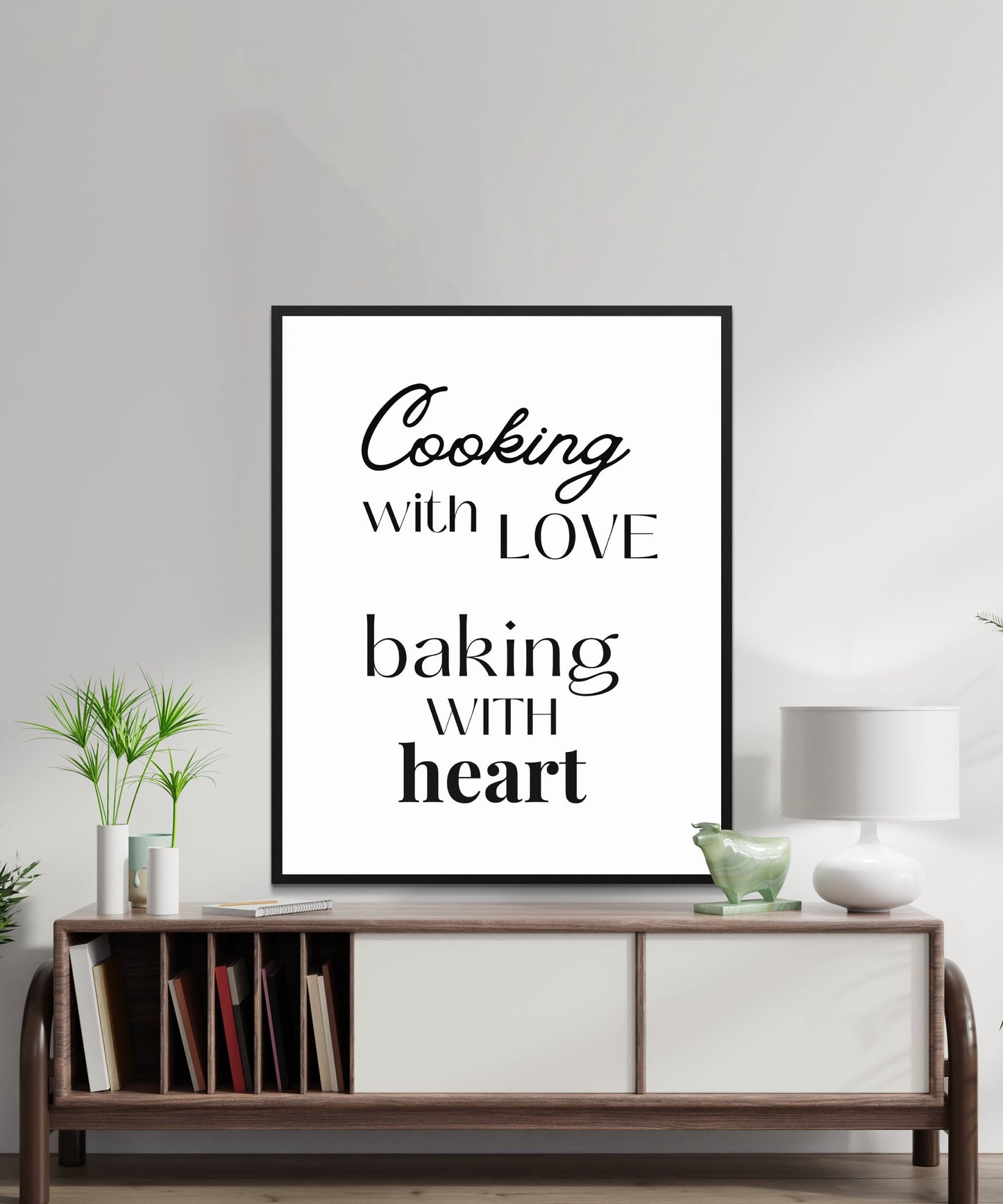 Cooking with Love Baking with Heart Kitchen Wall Art, Digital Print Poster