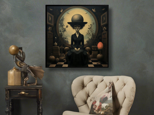 Surrealist Female Portrait Digital Wall Art, Instant Download, Mysterious Dark Moody Aesthetic