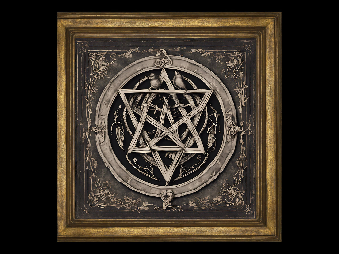 Dark Academia Ancient Silver Pentagram Art prints, Gothic Occult Digital Print, vintage Style Home Decor, Moody Aesthetic 1-1 Ratio, Gothique