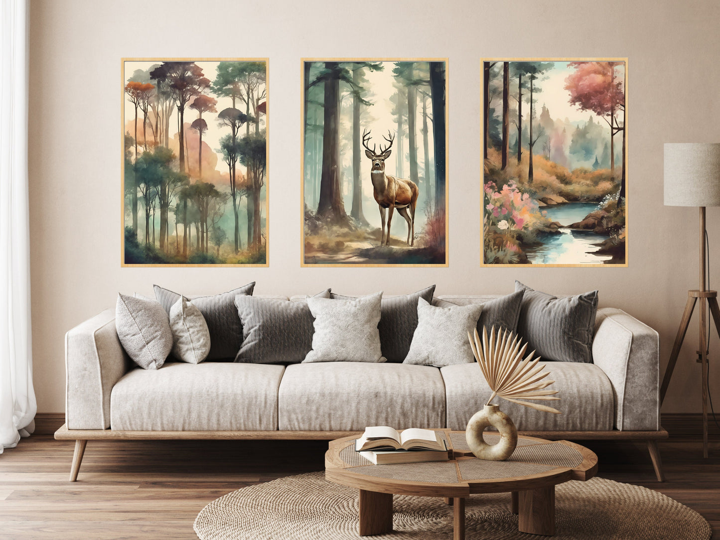 Majestic Deer in Misty Forest Digital Wall Art, Atmospheric Wildlife Scenery, Instant Download