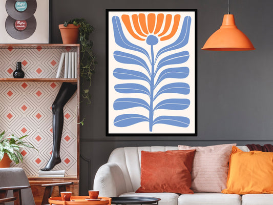 Matisse-Inspired Lavender Dream: Vibrant Orange and Purple Flower Wall Art