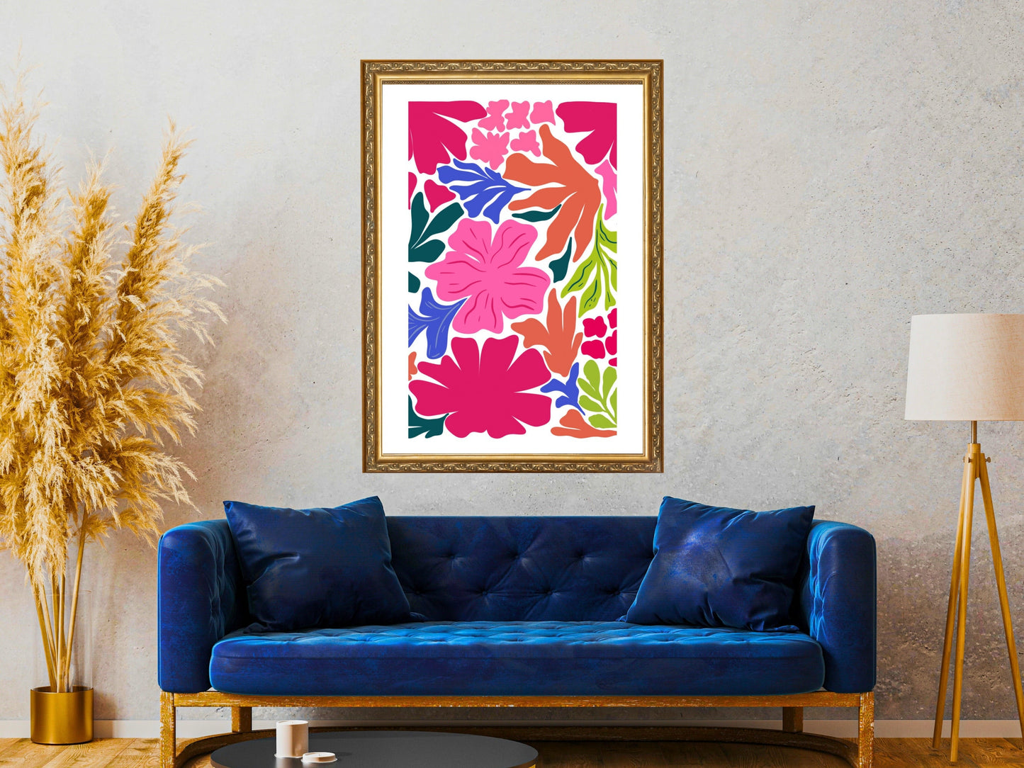 Rosy Rebellion: Vibrant Pink Floral Explosion, Maximalist Boho Wall Art