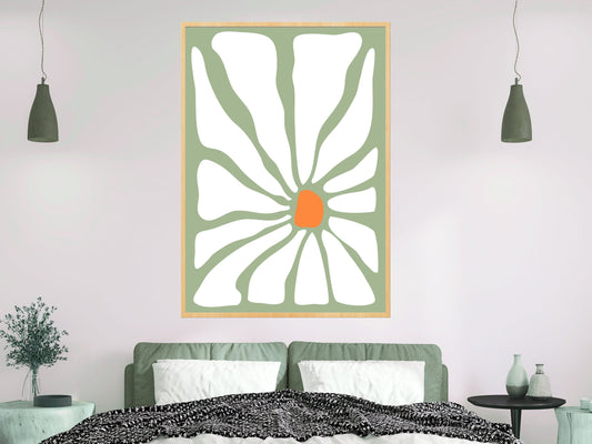 Vibrant Matisse-Style Florals Bloom! Maximalist Sage Green Daisy Collection