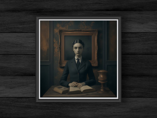 Vintage Dark Academia Wall Art, Moody Library Digital Print, Gothic Decor